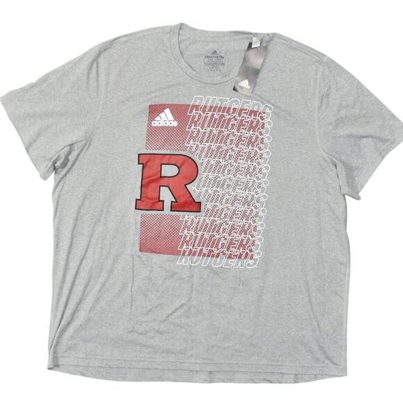 NEW Adidas Rutgers Men's 2XL Gray Polyester T-Shirt Short Sleeve Solid - Picture 1 of 7